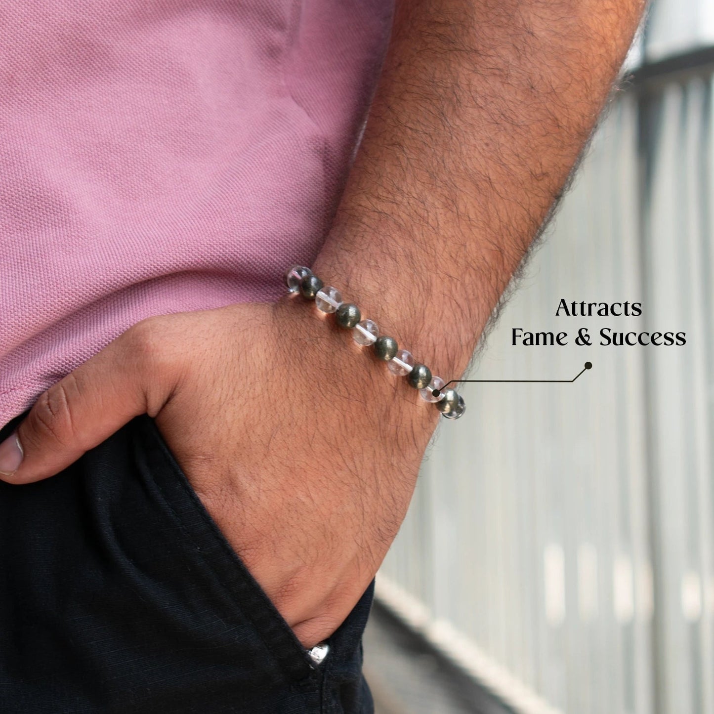 Super Raw Pyrite & Clear crystal Bracelet