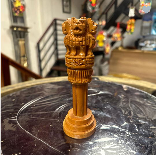Wooden Ashoka Stambh Desk